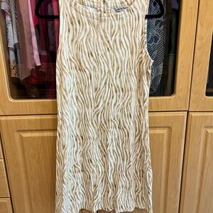 Tommy Bahama Darcy Cream Sheath Midi Dress Sleeveless Crew Neck